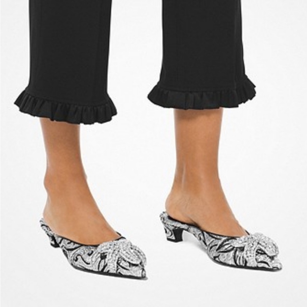 NEW NIB MICHAEL KORS COLLECTION Embellished Star Diamond Brocade Mule Sz 7.5 US